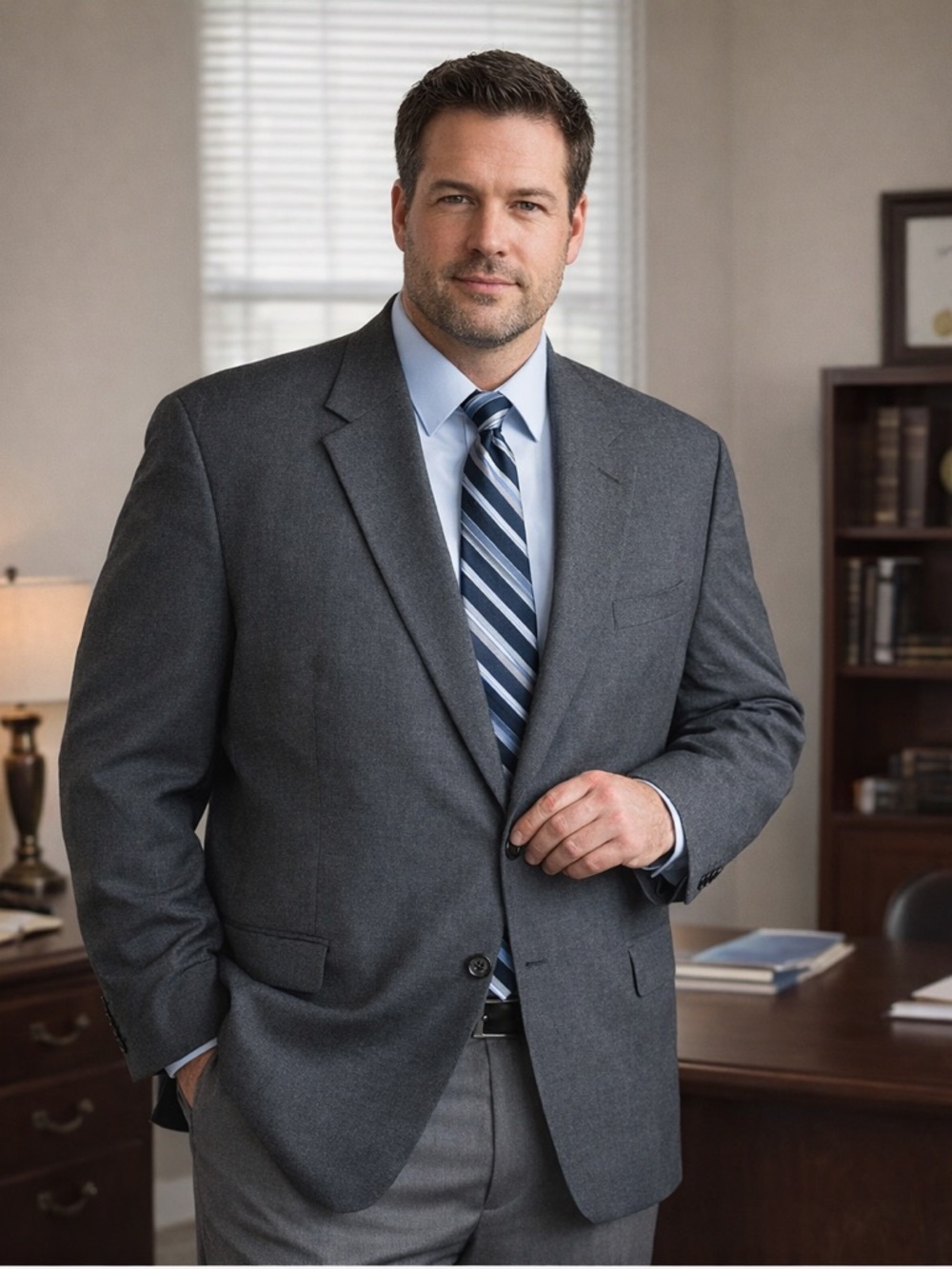 Sansabelt Charcoal Gray Blazer Size 54R Big & Tall Suit Jacket Wool USA Classic